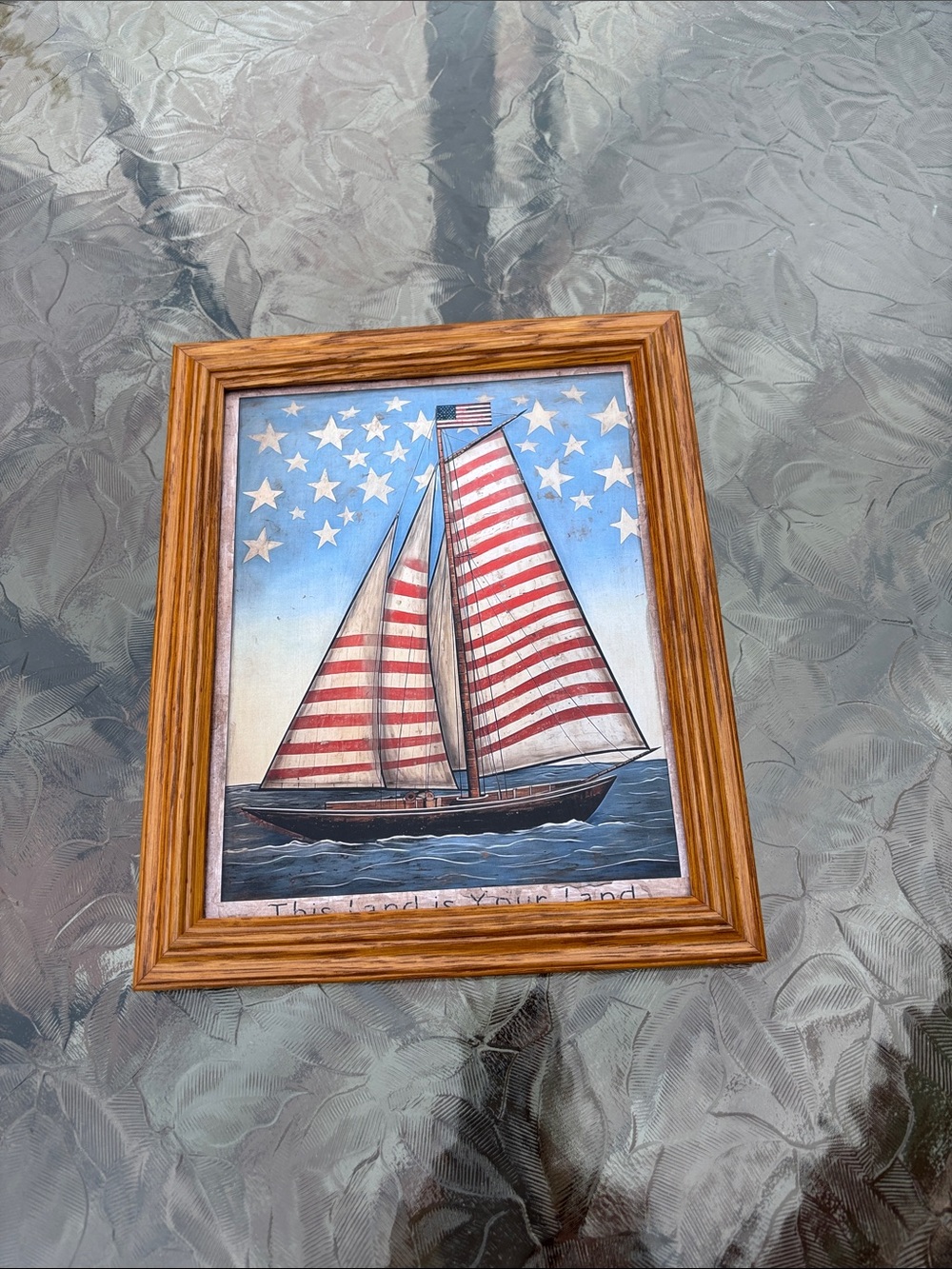 Vintage Style Patriotic Sailboat Print